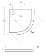 Brodzik półokrągły Besco ARON SLIMLINE 80x80x3