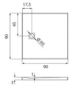 Brodzik kwadratowy New Trendy Mori 90x90x3 czarny