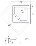 Brodzik kwadratowy biały Besco IGOR-PMD 80x80x24