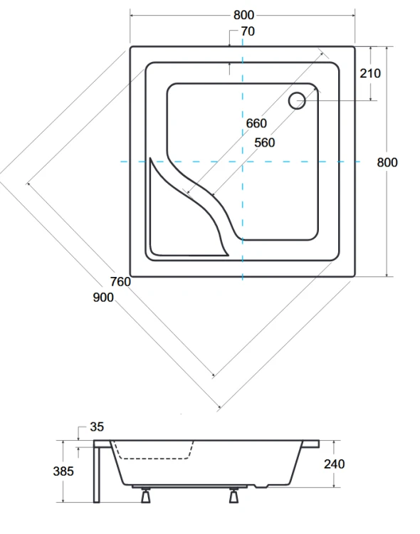 Brodzik kwadratowy biały Besco IGOR-PMD 80x80x24