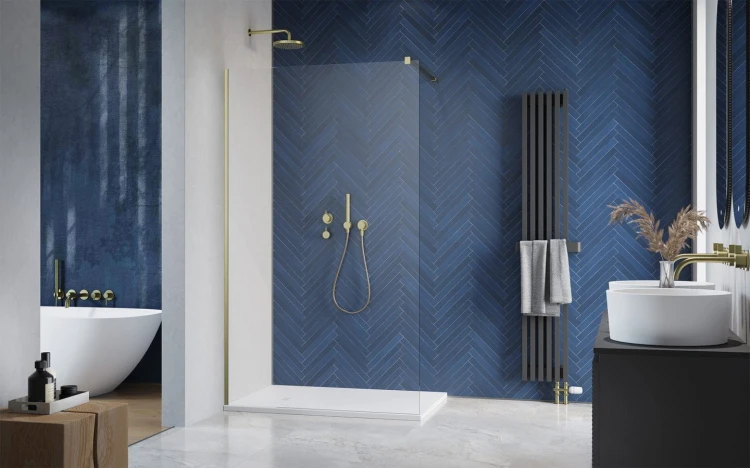 Kabina prysznicowa walk-in Radaway Modo X Brushed Gold II przejrzysta