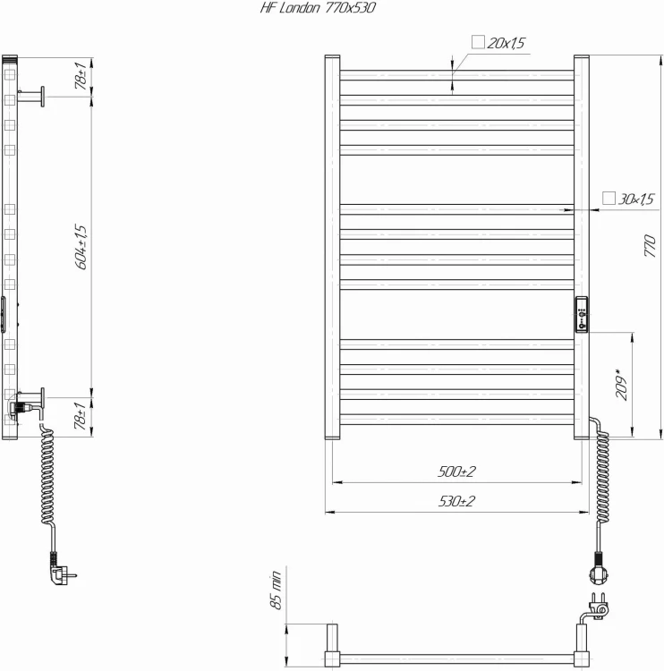 Grzejnik elektryczny suchy HF London 77x53 biały mat Hygge Family