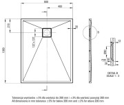 Brodzik granitowy prostokątny 100x80 szary metalik Correo Deante