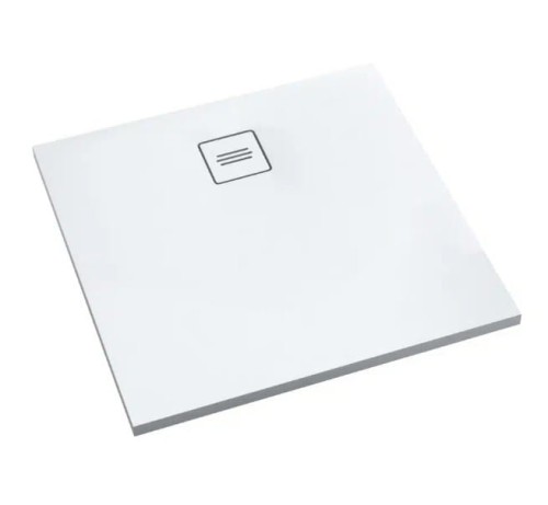 Brodzik kwadratowy PROTOS SMOOTH WHITE 80x80 Schedpol Schedline, biały - odpływ na środku