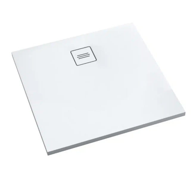 Brodzik kwadratowy PROTOS SMOOTH WHITE 80x80 Schedpol Schedline, biały - odpływ na środku