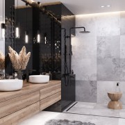 Zestaw natryskowy kolumna prysznicowa corsan lugo deszczownica 25cm gunmetal