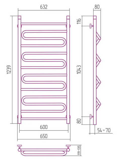 Grzejnik łazienkowy Sunerzha Elegy 120x60 kameleon