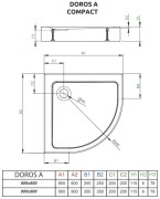 Brodzik półokrągły Radaway Doros A Compact 80x80 Stone czarny