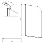 Parawan nawannowy chrom transparentny 80x140 Deante