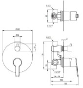 Zestaw prysznicowy podtynkowy z wylewką wannową chrom Arnika Deante