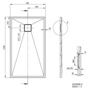 Brodzik granitowy prostokątny 120x70 antracyt metalik Correo Deante