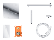 Natryskowy zestaw prysznicowy corsan za25mch kwadratowa deszczownica z podtynkową baterią mieszaczową