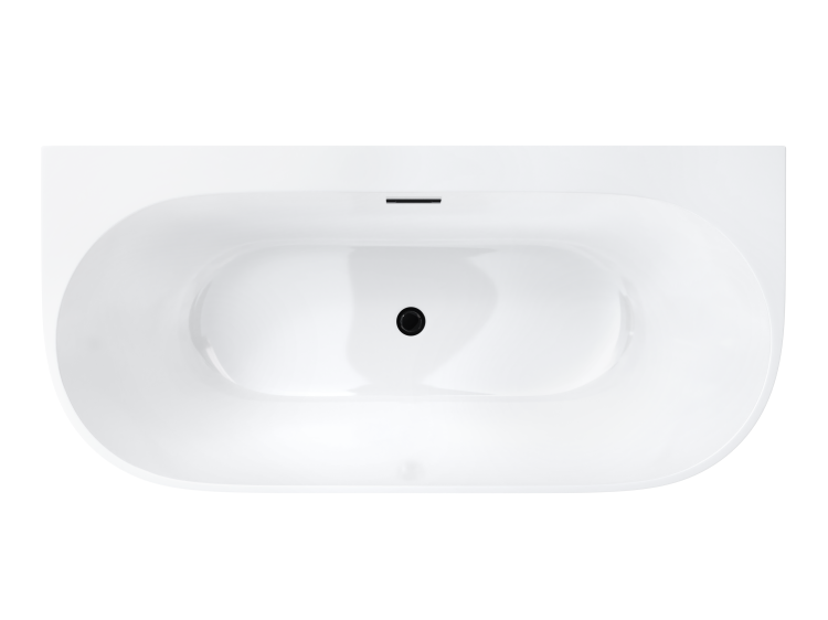 Wanna przyścienna wolnostojąca corsan e030 mono 150 cm z szeroką krawędzią i wykończeniem czarnym