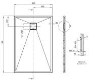 Brodzik granitowy prostokątny 140x80 nero czarny Correo Deante