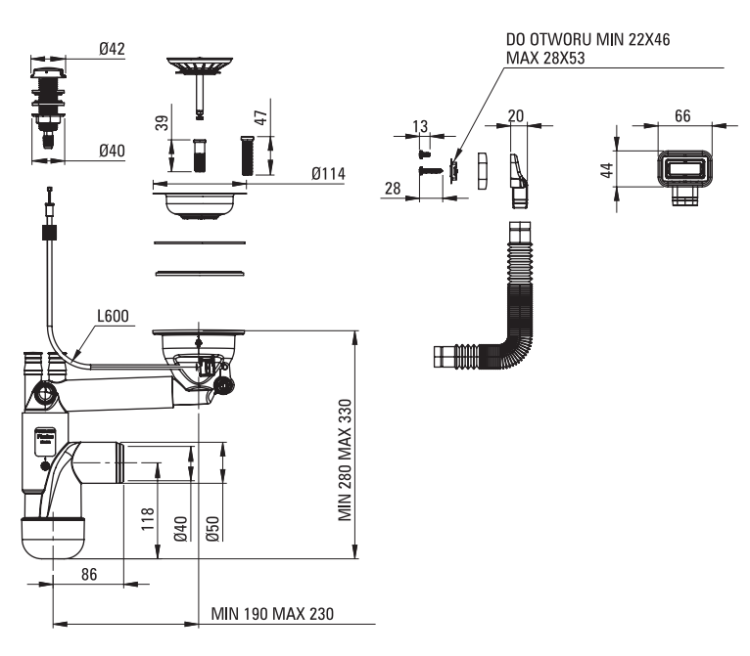 Zlewozmywak granitowy 1-komorowy z ociekaczem Eridan Deante ZQEN713
