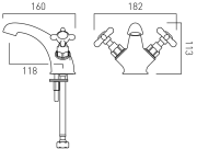 Bateria umywalkowa Axbridge Cross nikiel polerowany Vado