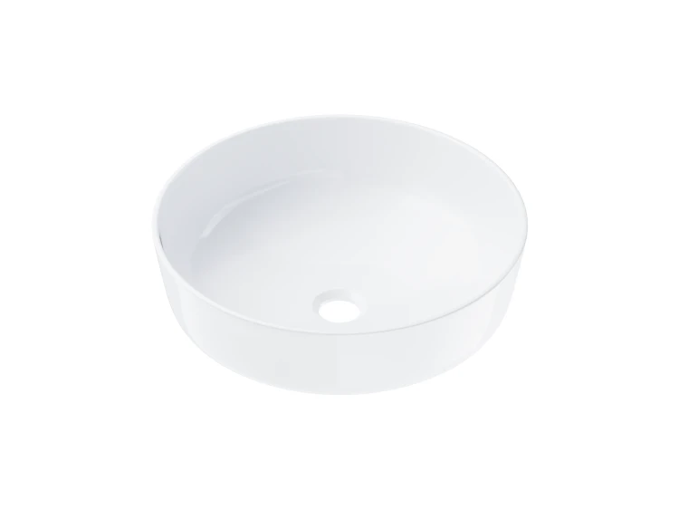 Wolnostojąca umywalka nablatowa corsan 649988 okrągła biała 41,5 x 41,5 x 13,5 cm z korkiem czarnym