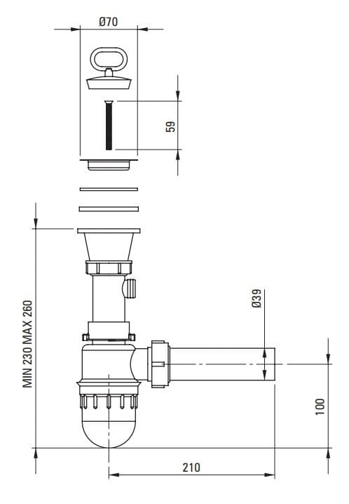 Syfon do zlewozmywaka stalowego gospodarczego ZYK_0100 Deante