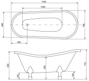 Wanna wolnostojąca Besco OTYLIA 170x77 cm łapy czarne