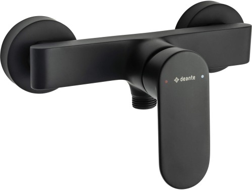 Bateria prysznicowa ścienna nero czarna Alpinia Deante
