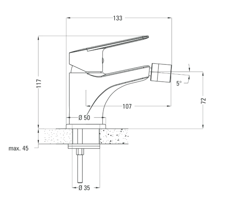 Deante Jasmin Nero Bateria bidetowa bez zamknięcia odpływu