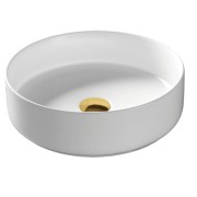 Umywalka nablatowa lugo okrągła 360x120 mm z korkiem złotym