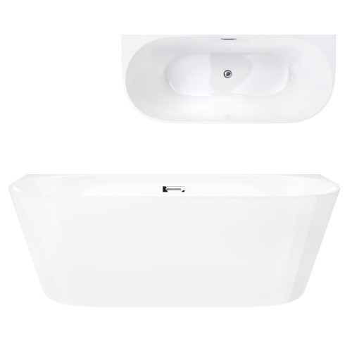 Wanna przyścienna wolnostojąca ze szczeliną corsan mono 160 x 75 cm korek chrom