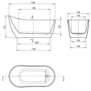 Wanna akrylowa wolnostojąca owalna 150x72 cm Arnika Deante