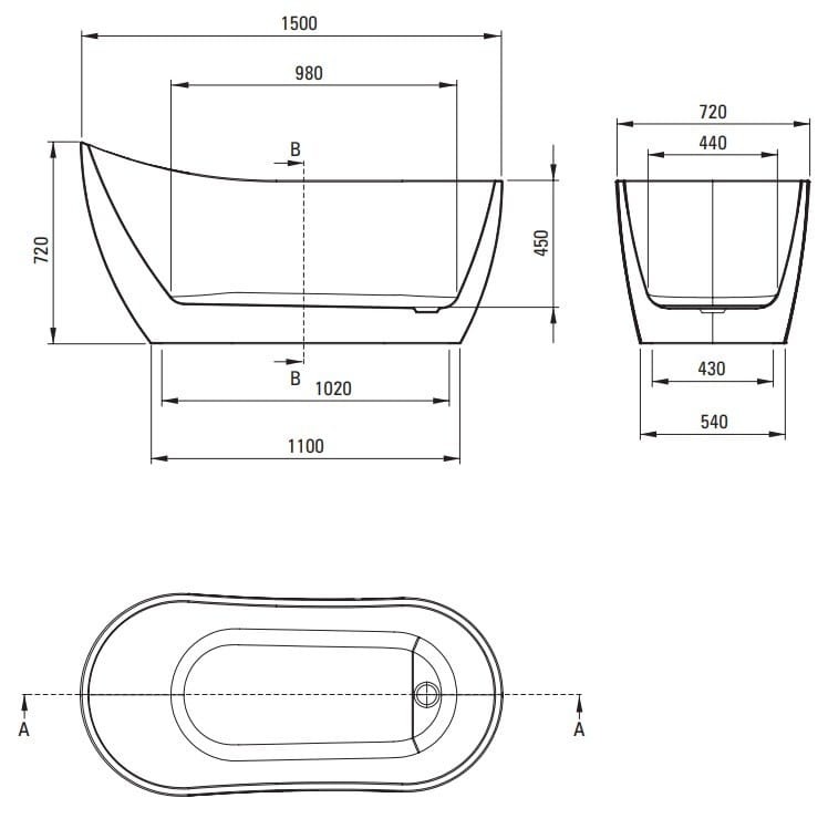 Wanna akrylowa wolnostojąca owalna 150x72 cm Arnika Deante