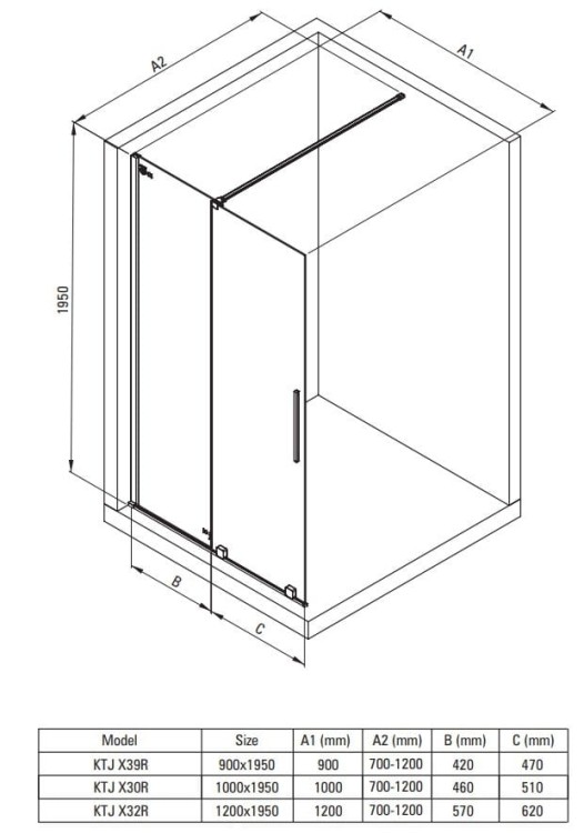 Ścianka prysznicowa walk-in 100x195 złoto szczotkowane Prizma Deante