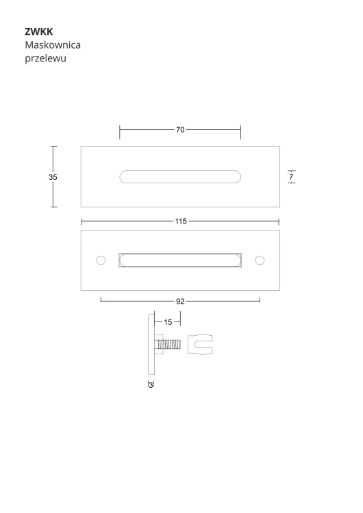 Zestaw wannowy biały - korek klik klak z maskownicą