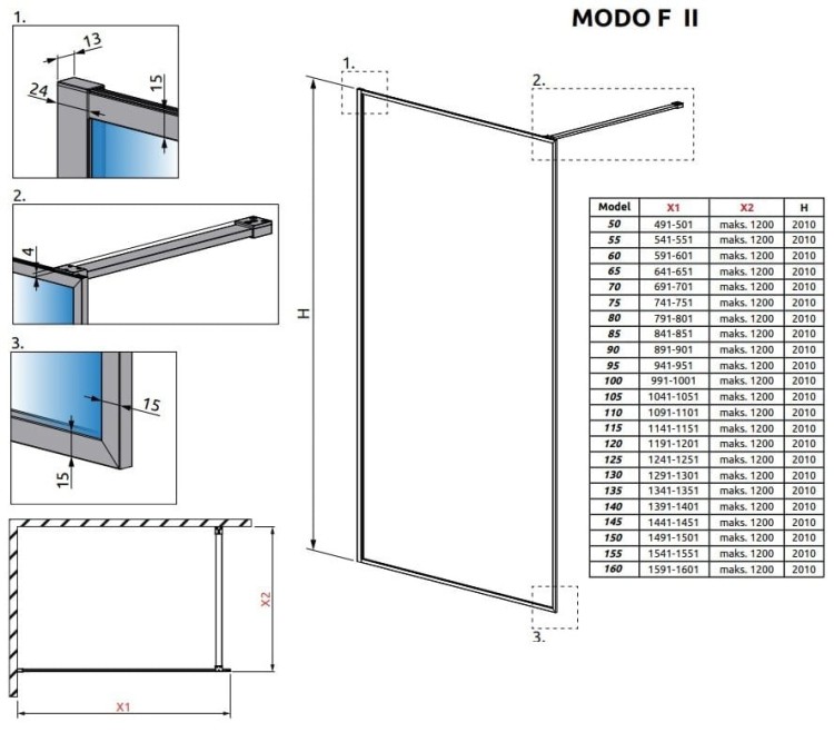 Kabina prysznicowa walk-in Radaway Modo F Brushed Copper II