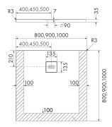 Brodzik kwadratowy PROTOS CASHMERE STONE 100x100 Schedpol Schedline, kaszmir - odpływ środek