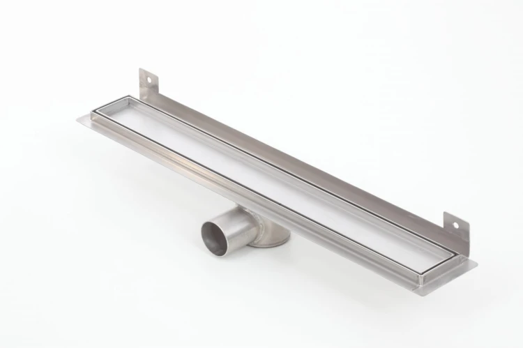 Odpływ liniowy ścienny z flanszą i metalowym syfonem Kesmet 80 cm z rusztem Ceramic Tile