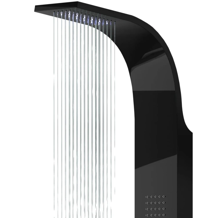 Panel prysznicowy corsan samsara termostat czarna stal deszczownica led