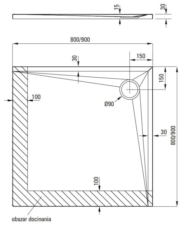 Brodzik akrylowy kwadratowy 80x80 Kerria Plus Deante