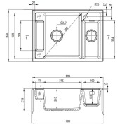 Zlewozmywak granitowy magnetyczny 1,5-komorowy bez ociekacza - nero Deante Magnetic