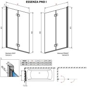 Parawan nawannowy Radaway Essenza PND I 100x152 prawy przejrzysty
