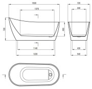 Wanna akrylowa wolnostojąca owalna 160x72 Arnika Deante