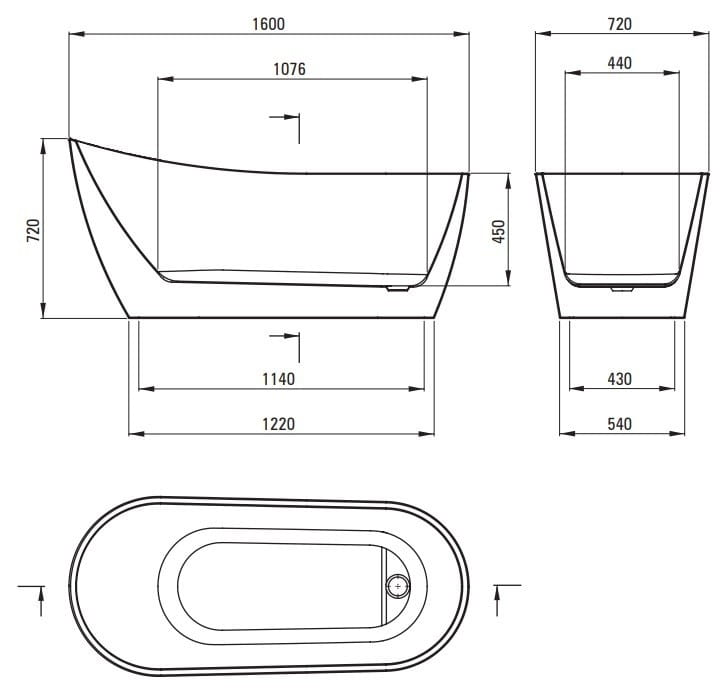 Wanna akrylowa wolnostojąca owalna 160x72 Arnika Deante