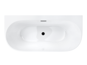 Wanna przyścienna wolnostojąca corsan mono 150 cm z szeroką krawędzią i wykończeniem grafit / gun metal