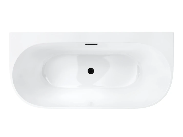 Wanna przyścienna wolnostojąca corsan mono 150 cm z szeroką krawędzią i wykończeniem grafit / gun metal