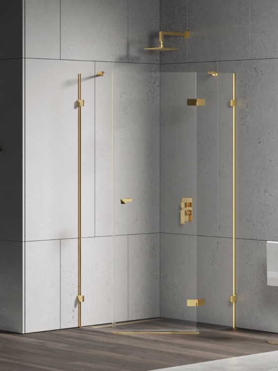 Kabina pięciokątna New Trendy Eventa Gold Shine 90x90x200 prawa