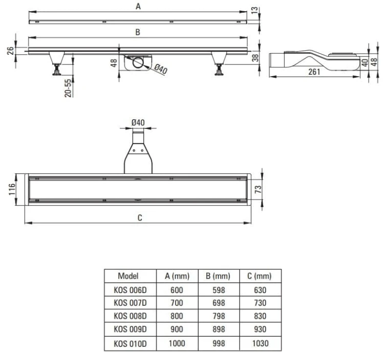 Odpływ liniowy podłogowy 90cm odwracalny złoto szczotkowane Deante