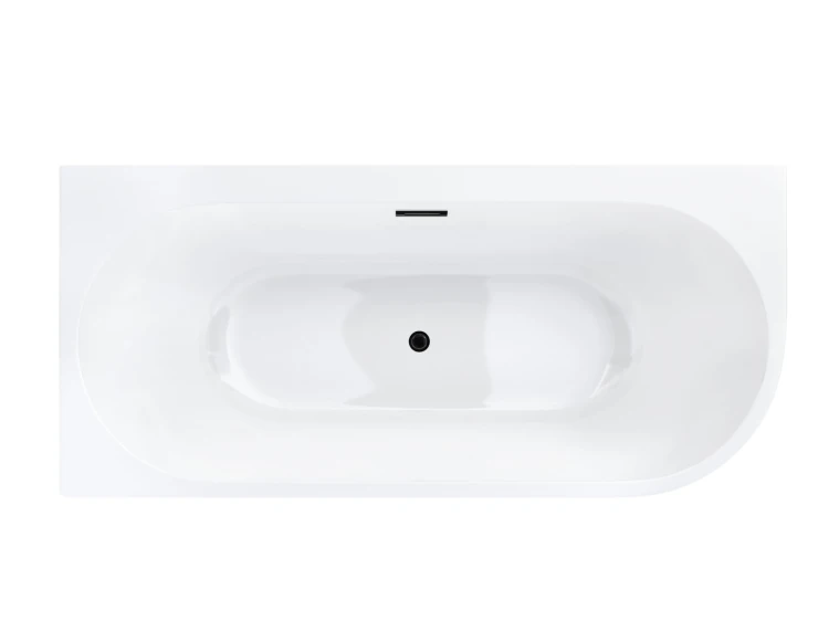 Wanna wolnostojąca narożna corsan intero 150 x 74 z szeroką krawędzią montaż lewostronny korek klik-klak czarny