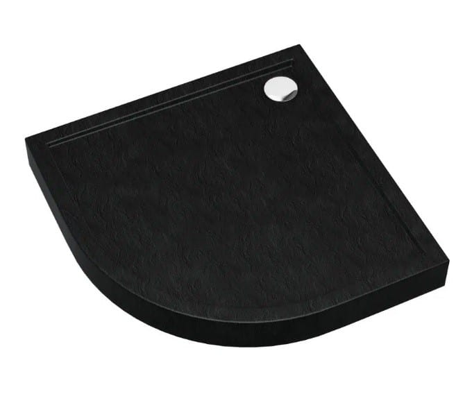 Brodzik półokrągły Cameron Black Stone 80x80 Schedpol Schedline, czarny