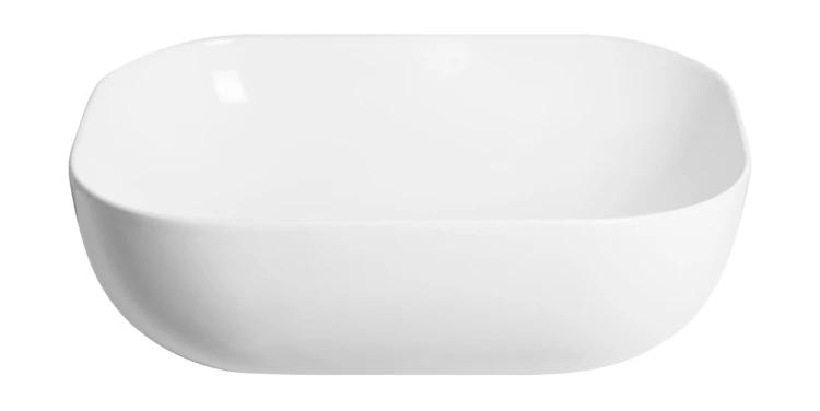 Umywalka nablatowa mono prostokątna 460x320x140 mm z korkiem chrom