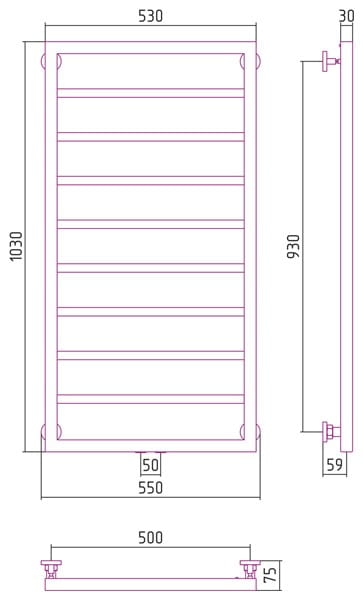 Grzejnik łazienkowy Sunerzha Kadro 100x50cm stal polerowana