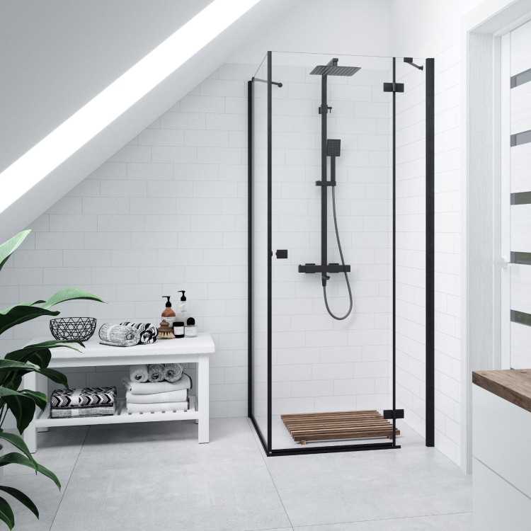 Zestaw natryskowy z termostatem kolumna corsan ango deszczownica 25cm wylewka obrotowa gunmetal