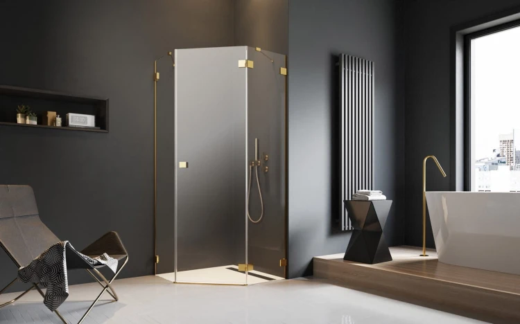 Kabina pięciokątna Essenza Pro Gold PTJ Radaway prawa złota